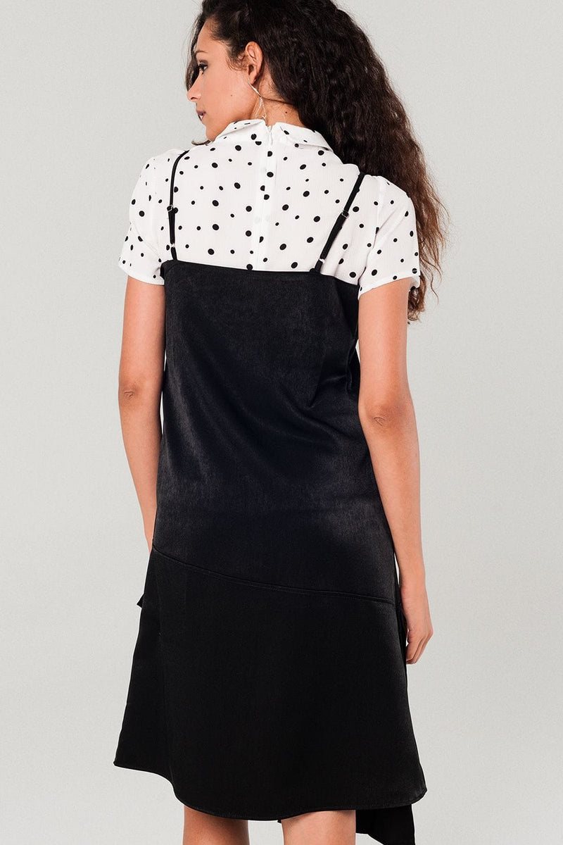 Q2 Women's Dress One Size / Black / China Asymmetric hem slip dress in black