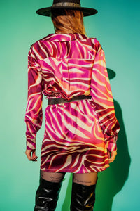 Q2 Women's Dress Party Dress in Fuchsia Zebra Print