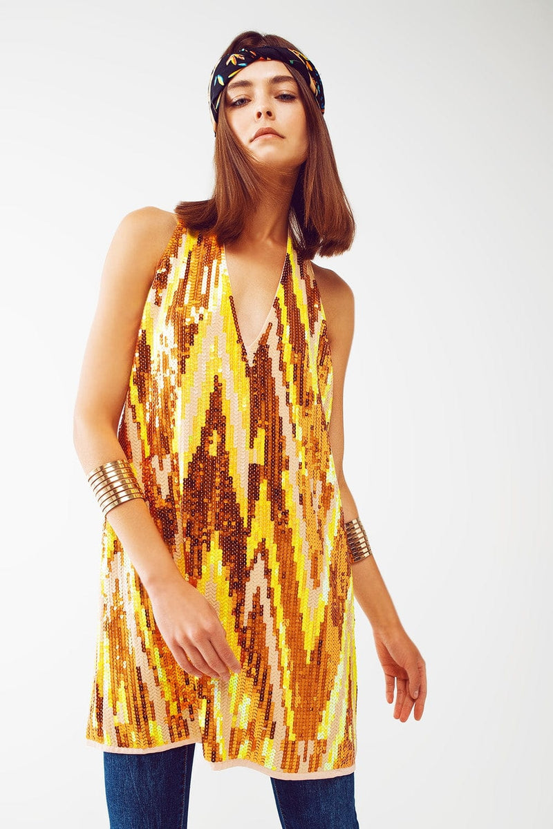 Q2 Women's Dress Party Mini Dress with Sequins