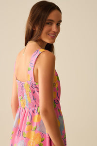 Q2 Women's Dress Pink Sleeveless Maxi Dress With Lemon Print