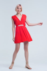 Q2 Women's Dress Red mini dress with embroidery