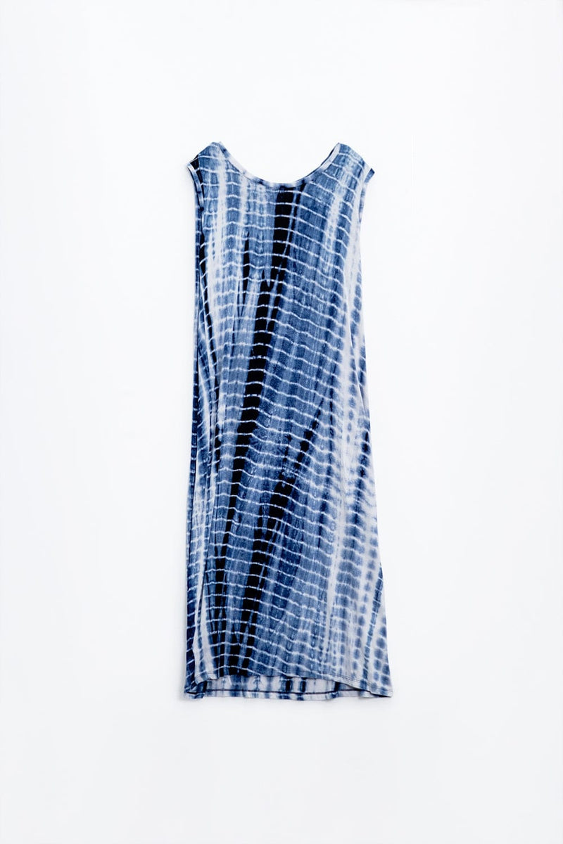 Q2 Women's Dress Relaxed Maxi Tie Dye Dress In Shades Of Blue