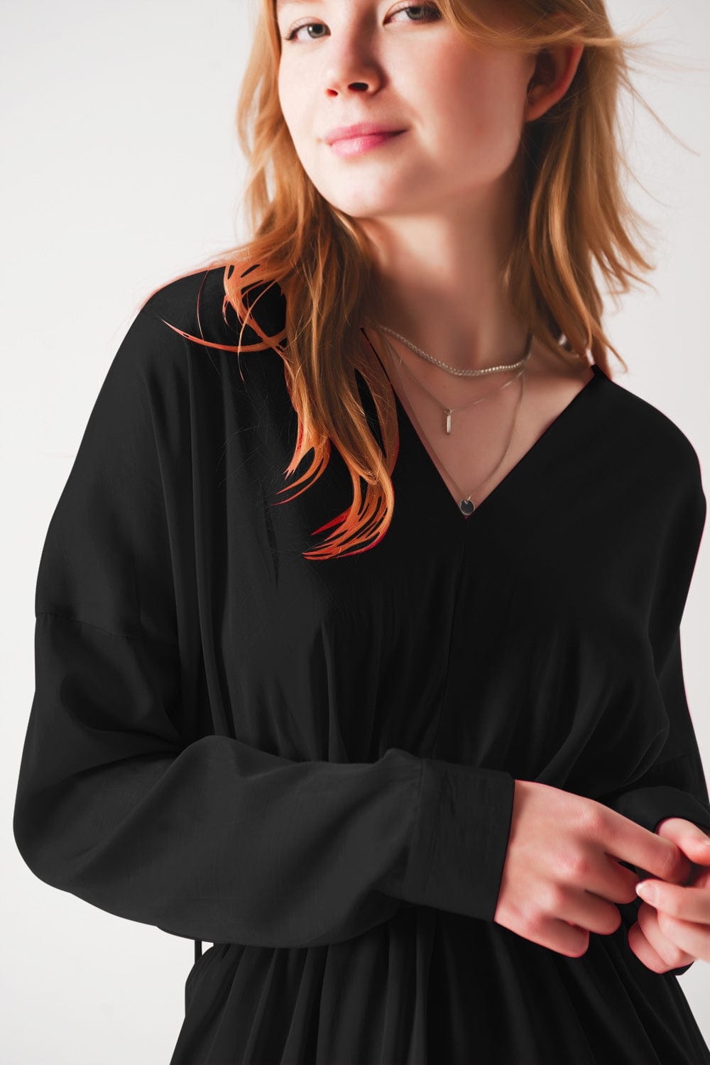 Q2 Women's Dress Satin Mini Dress in Black