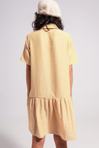 Q2 Women's Dress Stripe Print Mini Dress in Yellow