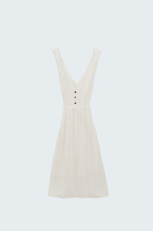 Q2 Women's Dress White Dress With Button Detail