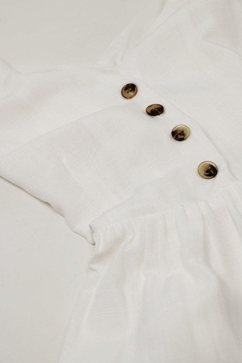 Q2 Women's Dress White Dress With Button Detail