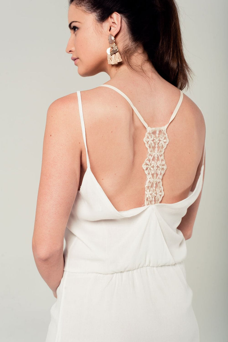Q2 Women's Dress White mini dress with back crochet detail