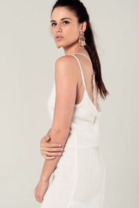 Q2 Women's Dress White mini dress with back crochet detail
