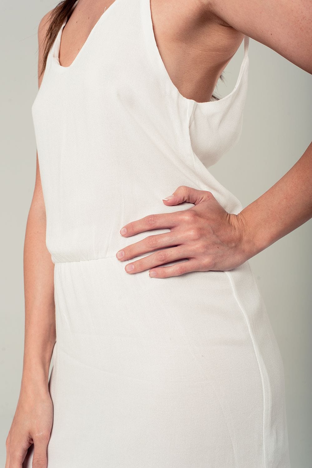 Q2 Women's Dress White mini dress with back crochet detail