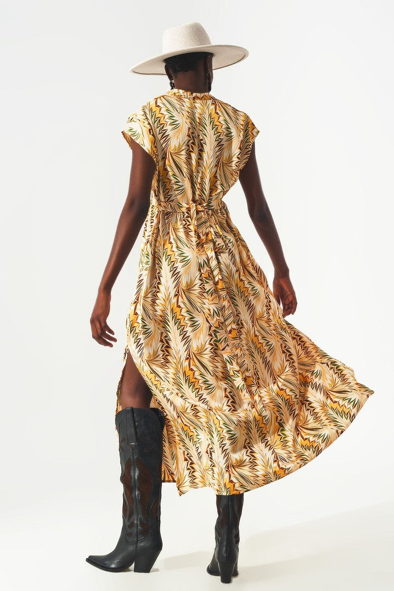 Q2 Women's Dress Wrap Dress With Short Sleeves In Retro Abstract Print
