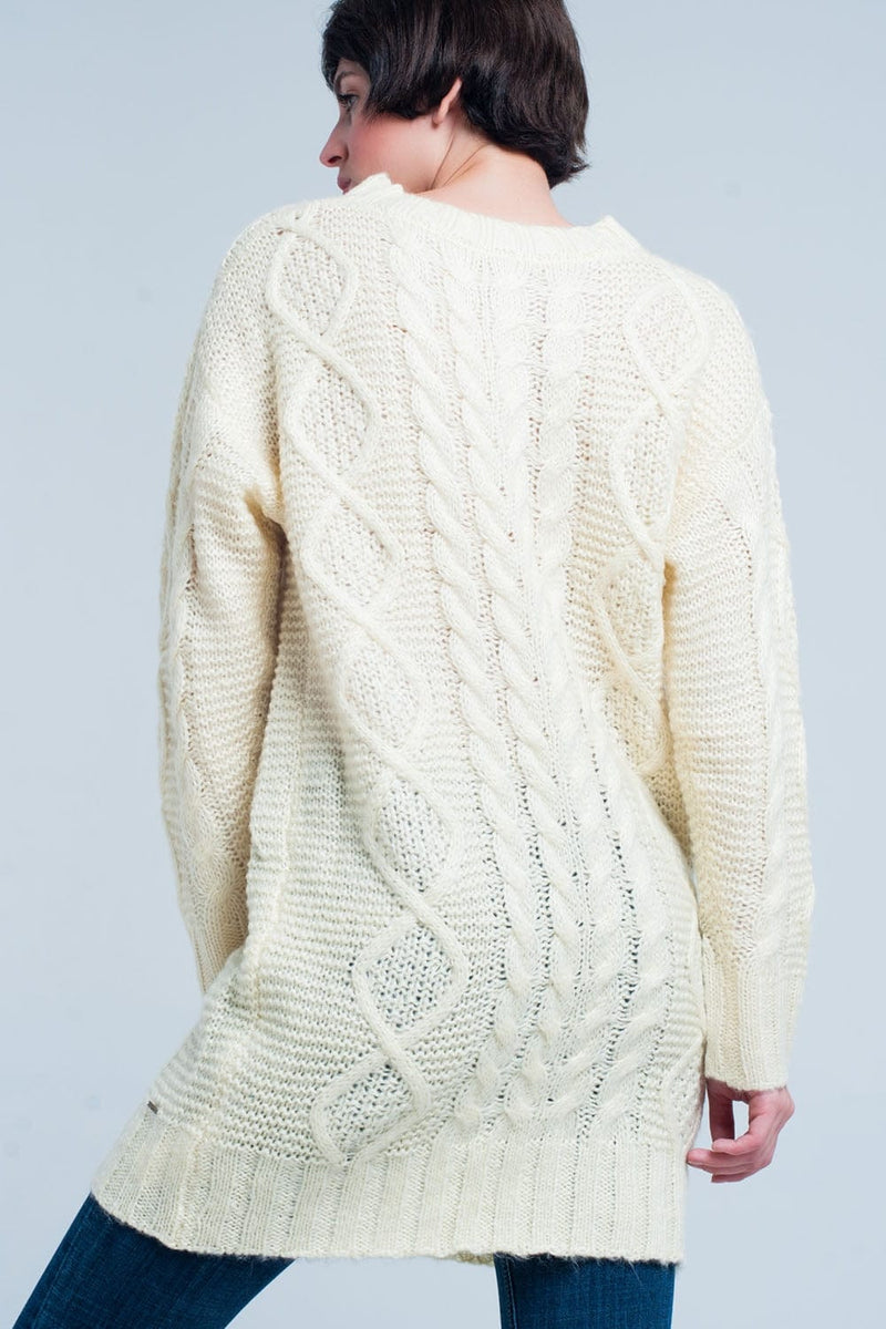 Q2 Women's Dress Yellow Cable Knitted Mini Dress