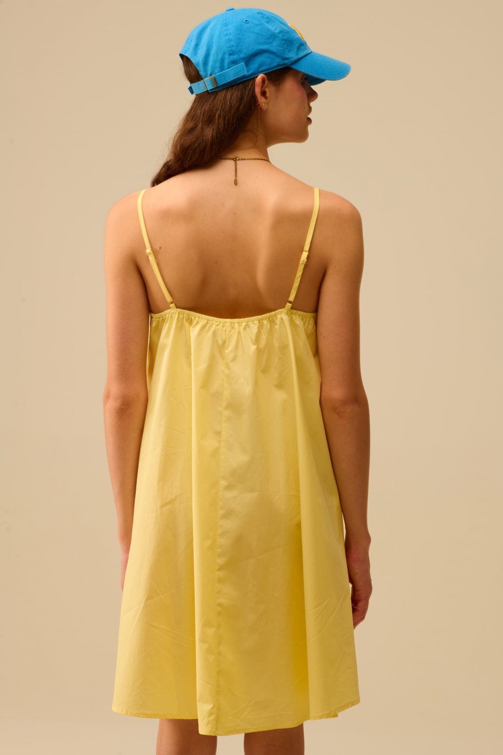 Q2 Women's Dress Yellow Poplin Mini Dress With A Big Bow Detail