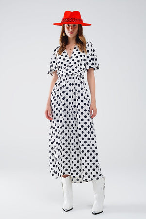 Q2 Women's Dresses Maxi Polka Dot Dress With Open Back Detail