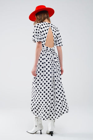 Q2 Women's Dresses Maxi Polka Dot Dress With Open Back Detail