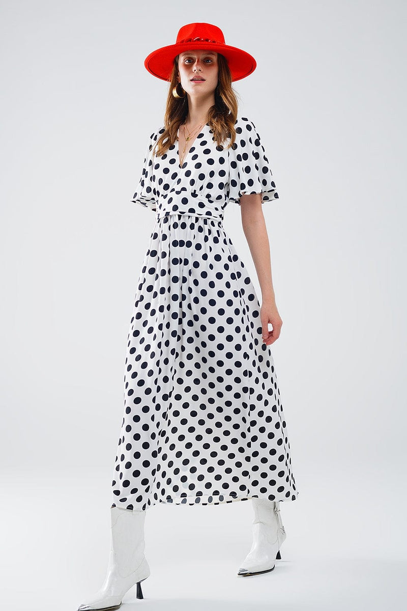 Q2 Women's Dresses Maxi Polka Dot Dress With Open Back Detail