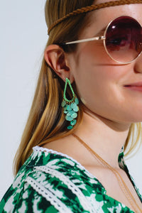 Q2 Women's Earrings One Size / Green Green Waterdrop Earrings With Cascading Sequins