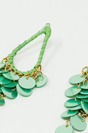 Q2 Women's Earrings One Size / Green Green Waterdrop Earrings With Cascading Sequins