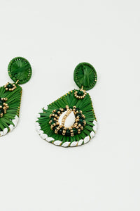 Q2 Women's Earrings One Size / Green Green Waterdrop Earrings With Embellishments