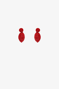 Q2 Women's Earrings One Size / Orange Oval Shape Beaded Earrings In Red
