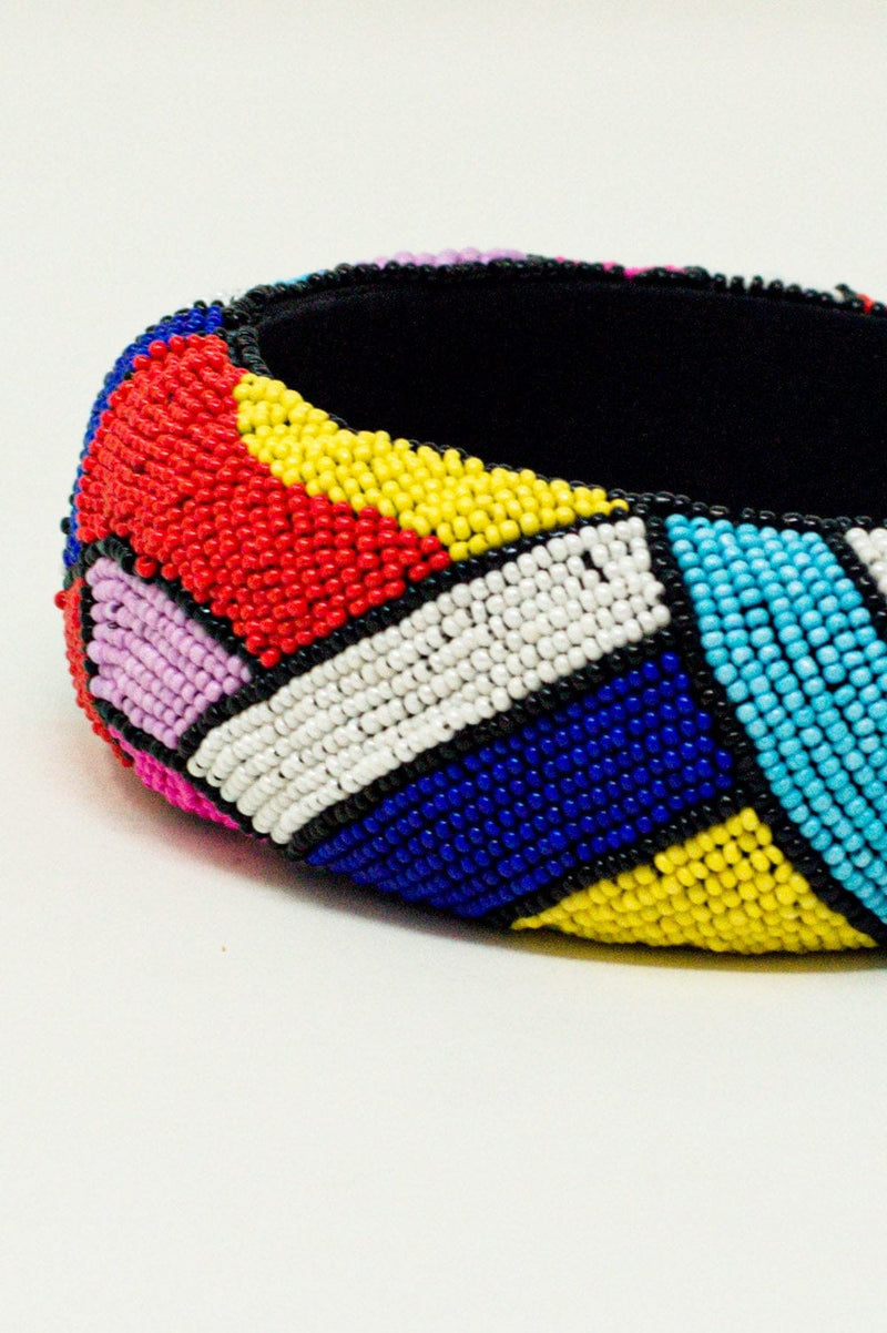 Q2 Women's Hat One Size / Black / India Colourful Beads Headband
