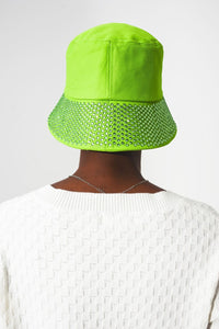 Q2 Women's Hat One Size / Green / China Strass Detail Bucket Hat in Green