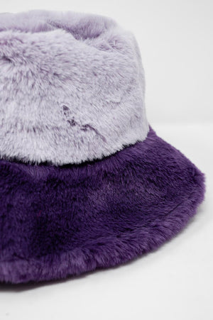 Q2 Women's Hat One Size / Purple / China Faux Fur Bucket Hat in Purple