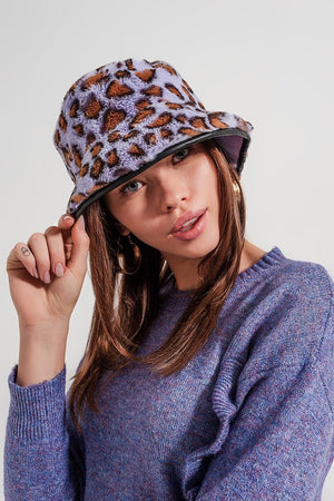 Q2 Women's Hat One Size / Purple / China Purple Bucket Hat in Animal Print