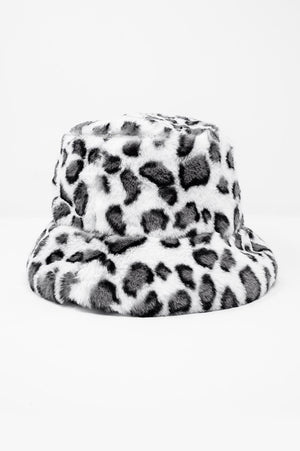 Q2 Women's Hat One Size / White / China White Bucket Hat in Animal Print