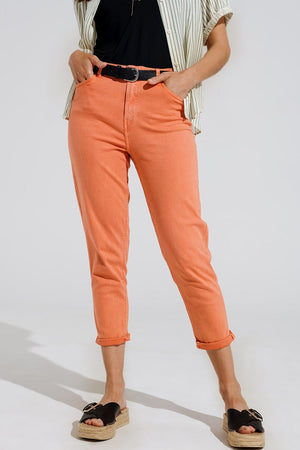 Q2 Women's Jean Ankle Skinny Basic Jeans In Orange