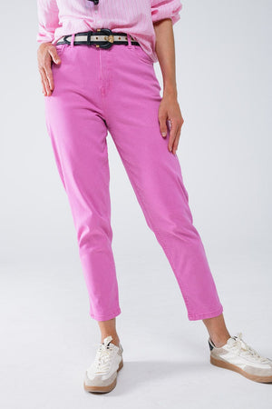 Q2 Women's Jean Ankle Skinny Basic Jeans In Pink