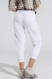 Q2 Women's Jean Ankle Skinny  Basic Jeans In White