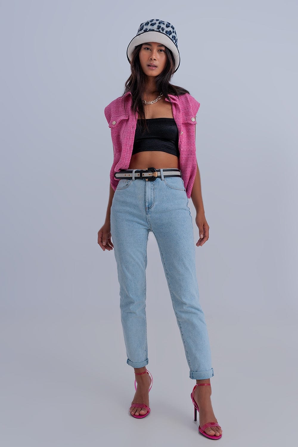 Q2 Women's Jean Basic Mom Jean in Light Blue