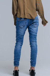 Q2 Women's Jean Blue skinny jeans with sequin details