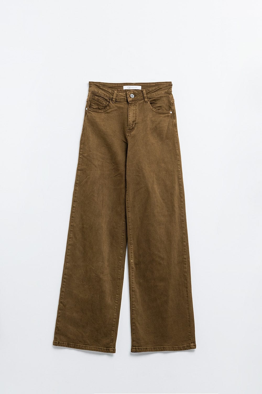 Q2 Women's Jean Chocolate Brown Wide Leg High Rise Pants
