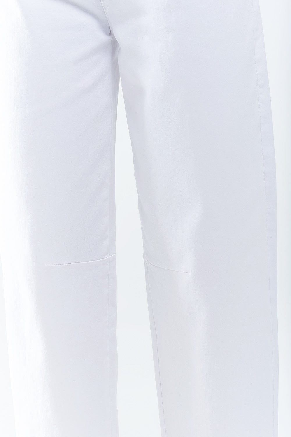 Q2 Women's Jean Comfortable Stretch Jeans With Barrel Leg In White