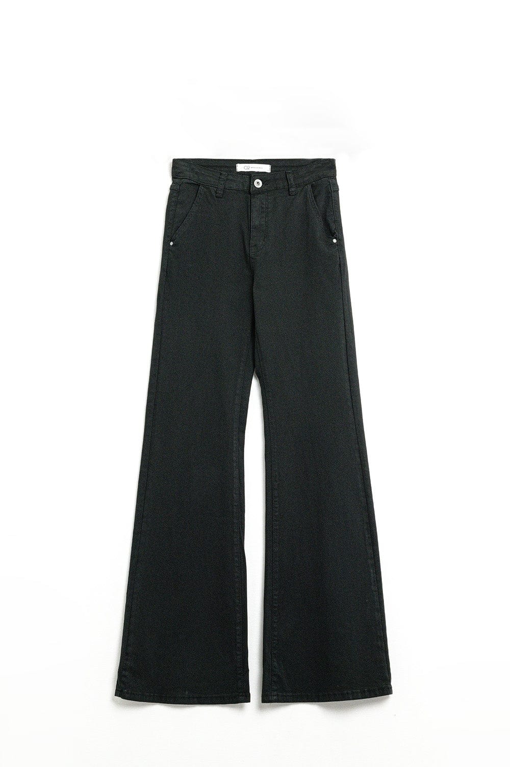 Q2 Women's Jean Comfy Stretcy Black Flared Pants