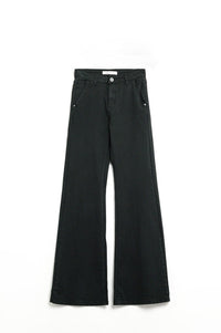 Q2 Women's Jean Comfy Stretcy Black Flared Pants
