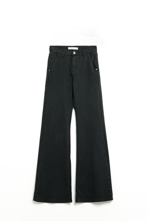 Q2 Women's Jean Comfy Stretcy Black Flared Pants