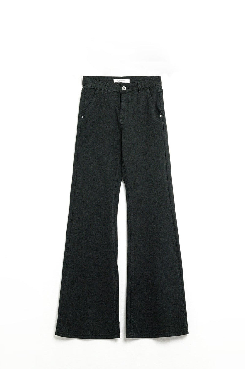 Q2 Women's Jean Comfy Stretcy Black Flared Pants