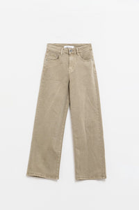 Q2 Women's Jean Cropped Wide Leg Jeans In Beige Color