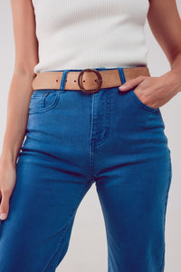 Q2 Women's Jean Cropped Wide Leg Jeans In Blue