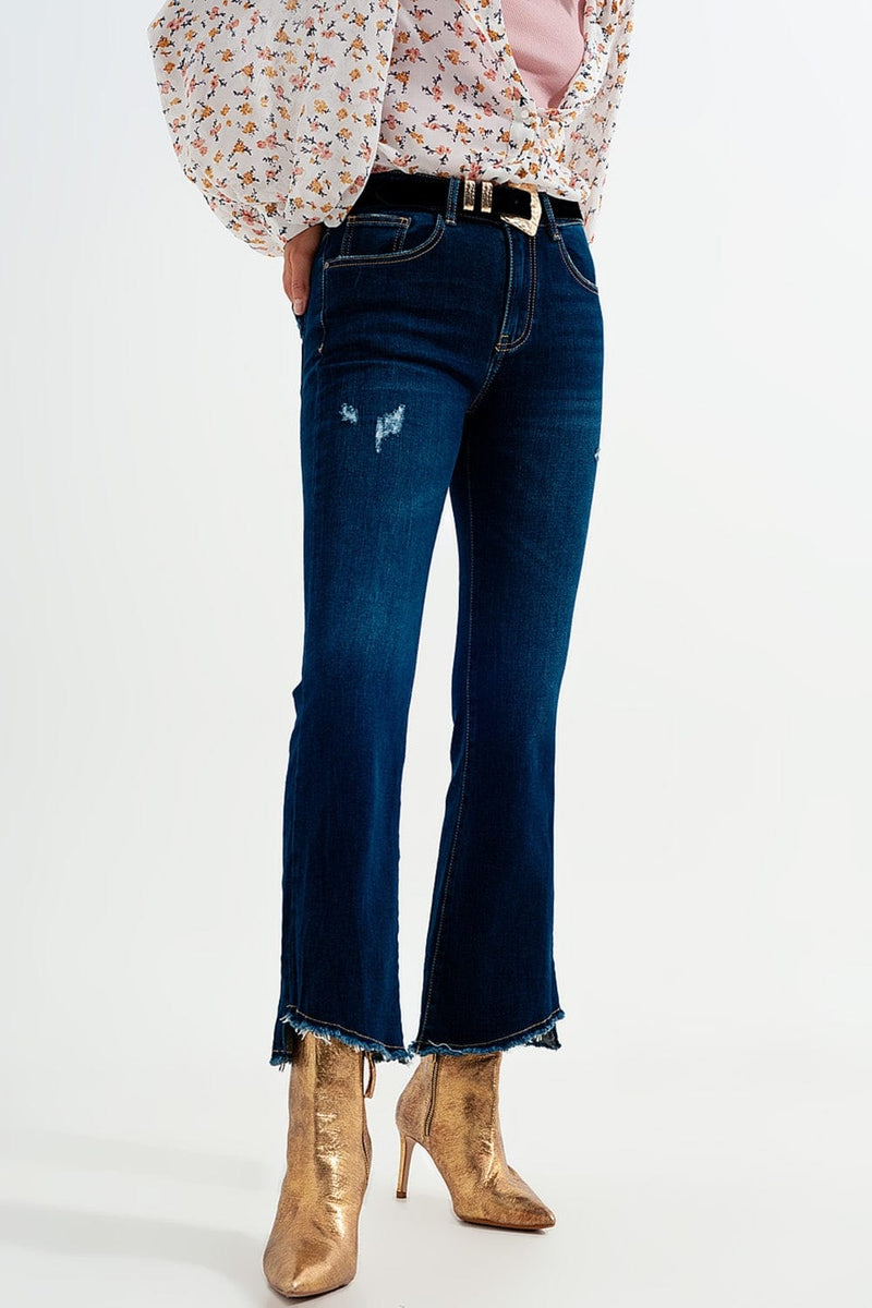 Q2 Women's Jean Dark Denim Flared Jeans