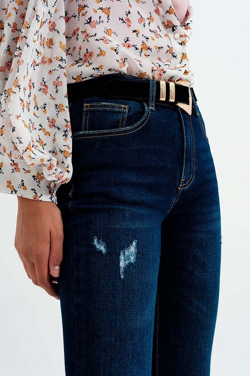 Q2 Women's Jean Dark Denim Flared Jeans