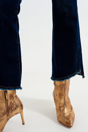 Q2 Women's Jean Dark Denim Flared Jeans