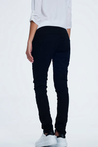 Q2 Women's Jean Drop Crotch Skinny Jean in Black