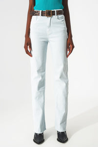 Q2 Women's Jean Elastic Cotton Jeans In Light Blue