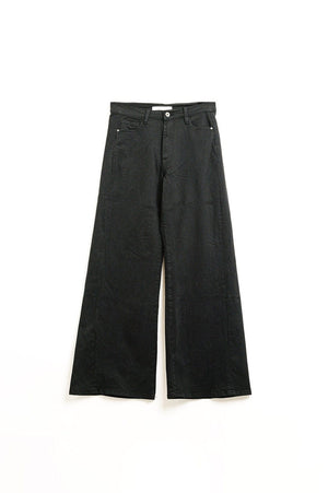 Q2 Women's Jean Extra Wide Leg Trousers In Black