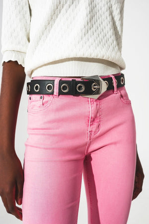 Q2 Women's Jean Flare Jeans With Raw Hem Edge In Bubblegum Pink