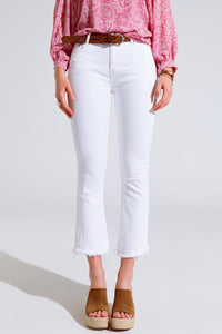 Q2 Women's Jean High Rise Basic Flared Jeans In White