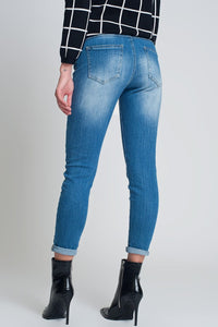 Q2 Women's Jean High Rise Farleigh Slim Mom Jeans in Lightwash